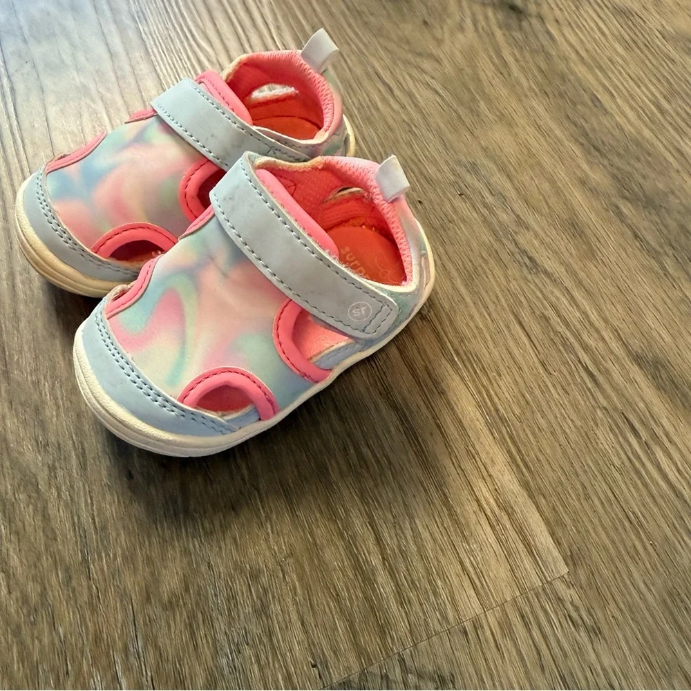 Surprize by Stride Rite Flow Toddler Sandals | Size 2 | Pink Blue Pastel